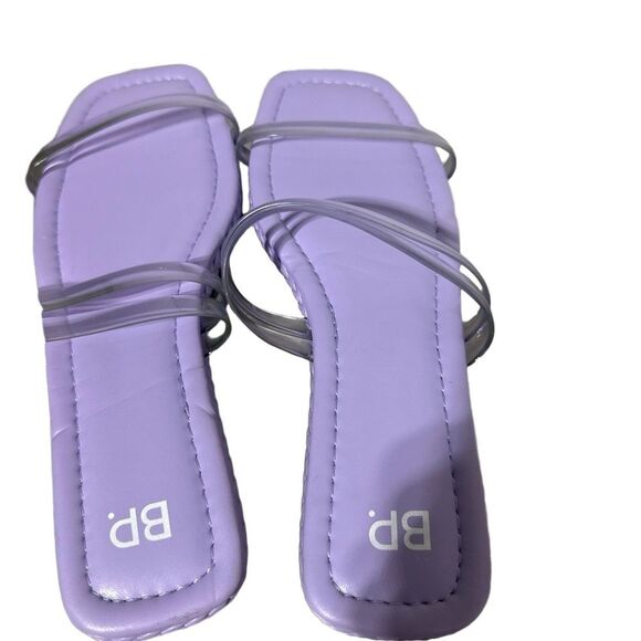 BP Slide Flat Sandals 8.5 Minimalist Trendy Vacation Clear Straps Purple Viola - Picture 5 of 7